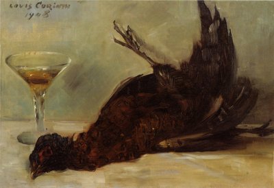 Still Life with Pheasant and Wine Glass by Lovis Corinth
